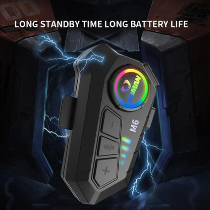 SOMAN Motorcycle Helmet Bluetooth Headset Stereo Voice Microphone, Style:M6-Hard Mic