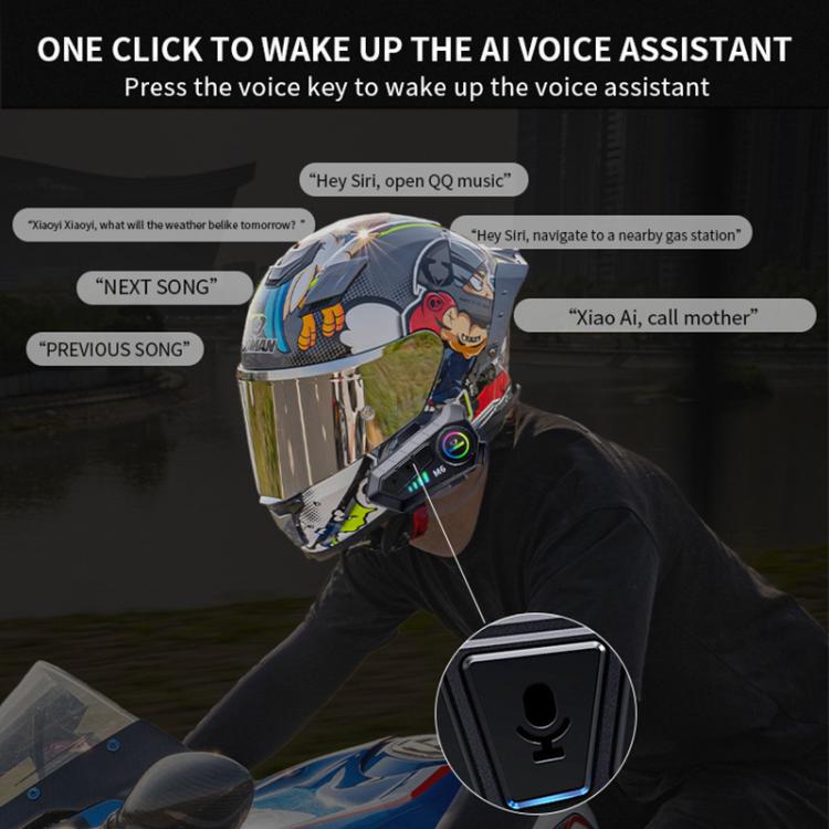 SOMAN Motorcycle Helmet Bluetooth Headset Stereo Voice Microphone, Style:M6-Hard Mic