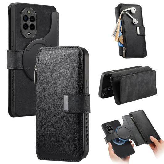 For Huawei nova 13 Pro CaseNeo MagSafe RFID Anti-theft Zipper Wallet Retro Leather Phone Case(Black)