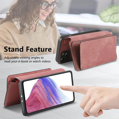Pour Huawei Nova 13 Pro Étui portefeuille en cuir rétro avec fermeture éclair antivol RFID Neo MagSafe (rose)