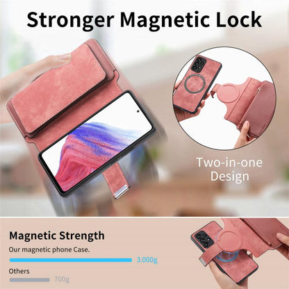 Pour Huawei Nova 13 Pro Étui portefeuille en cuir rétro avec fermeture éclair antivol RFID Neo MagSafe (rose)