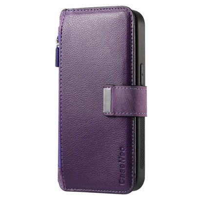 Pour Huawei nova 13 Pro ÉtuiPortefeuille zippé rétro en cuir avec protection RFID et MagSafe (violet)