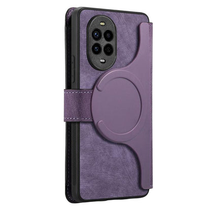 Pour Huawei nova 13 Pro ÉtuiPortefeuille zippé rétro en cuir avec protection RFID et MagSafe (violet)