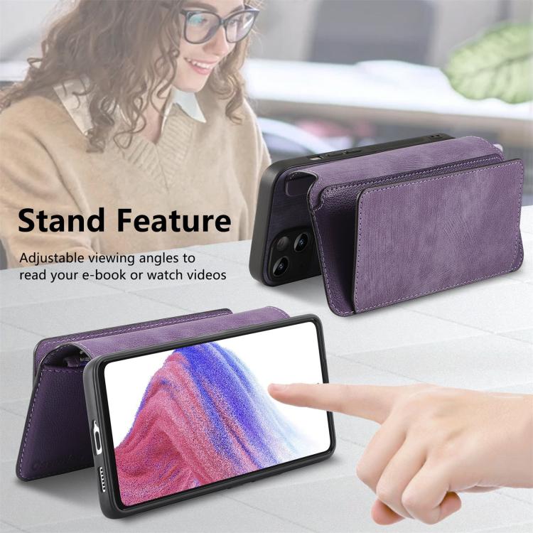 Pour Huawei nova 13 Pro ÉtuiPortefeuille zippé rétro en cuir avec protection RFID et MagSafe (violet)