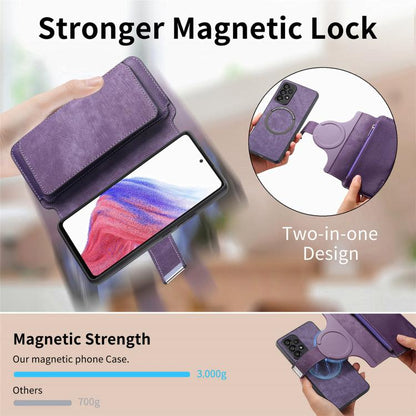 Pour Huawei nova 13 Pro ÉtuiPortefeuille zippé rétro en cuir avec protection RFID et MagSafe (violet)