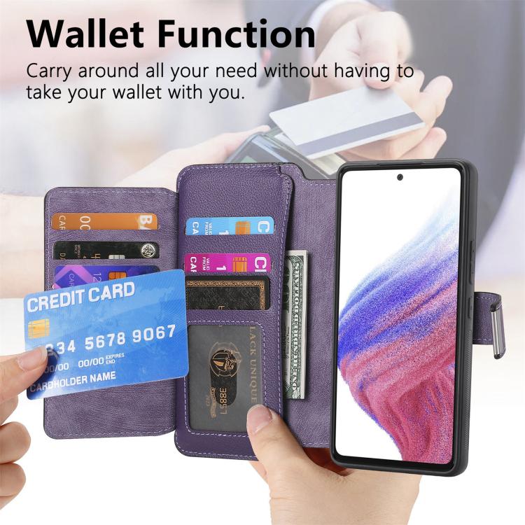 Pour Huawei nova 13 Pro ÉtuiPortefeuille zippé rétro en cuir avec protection RFID et MagSafe (violet)