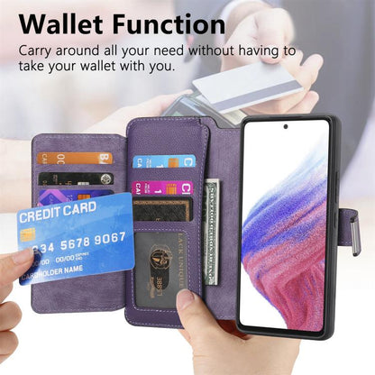 Pour Huawei nova 13 Pro ÉtuiPortefeuille zippé rétro en cuir avec protection RFID et MagSafe (violet)