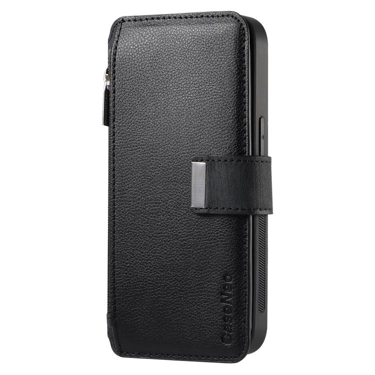Pour l'étui Huawei Pura 70 UltraCoque de téléphone en cuir rétro avec portefeuille à fermeture éclair antivol MagSafe RFID (Noir)