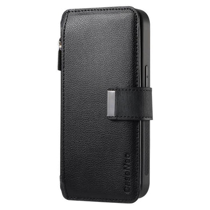 Pour l'étui Huawei Pura 70 UltraCoque de téléphone en cuir rétro avec portefeuille à fermeture éclair antivol MagSafe RFID (Noir)