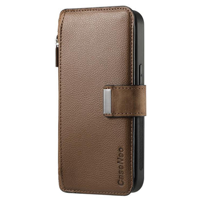 Pour Huawei Pura 70 Ultra Étui Neo MagSafe RFID Anti-vol Portefeuille Zippé Rétro Étui de Téléphone en Cuir (Marron)