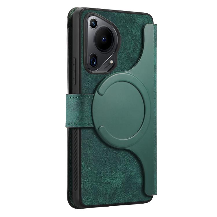For Huawei Pura 70 Ultra CaseNeo MagSafe RFID Anti-theft Zipper Wallet Retro Leather Phone Case(Green)