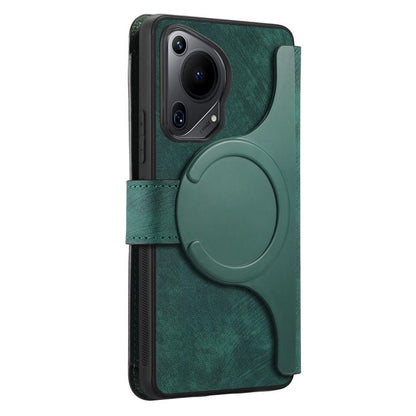 For Huawei Pura 70 Ultra CaseNeo MagSafe RFID Anti-theft Zipper Wallet Retro Leather Phone Case(Green)