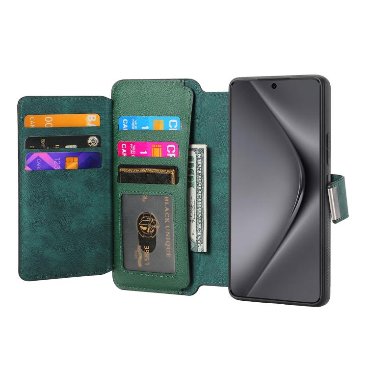 For Huawei Pura 70 Ultra CaseNeo MagSafe RFID Anti-theft Zipper Wallet Retro Leather Phone Case(Green)