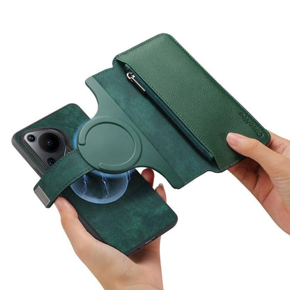 For Huawei Pura 70 Ultra CaseNeo MagSafe RFID Anti-theft Zipper Wallet Retro Leather Phone Case(Green)