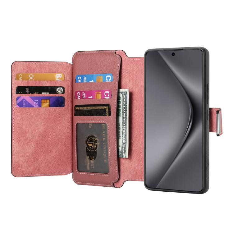 For Huawei Pura 70 Ultra CaseNeo MagSafe RFID Anti-theft Zipper Wallet Retro Leather Phone Case(Pink)