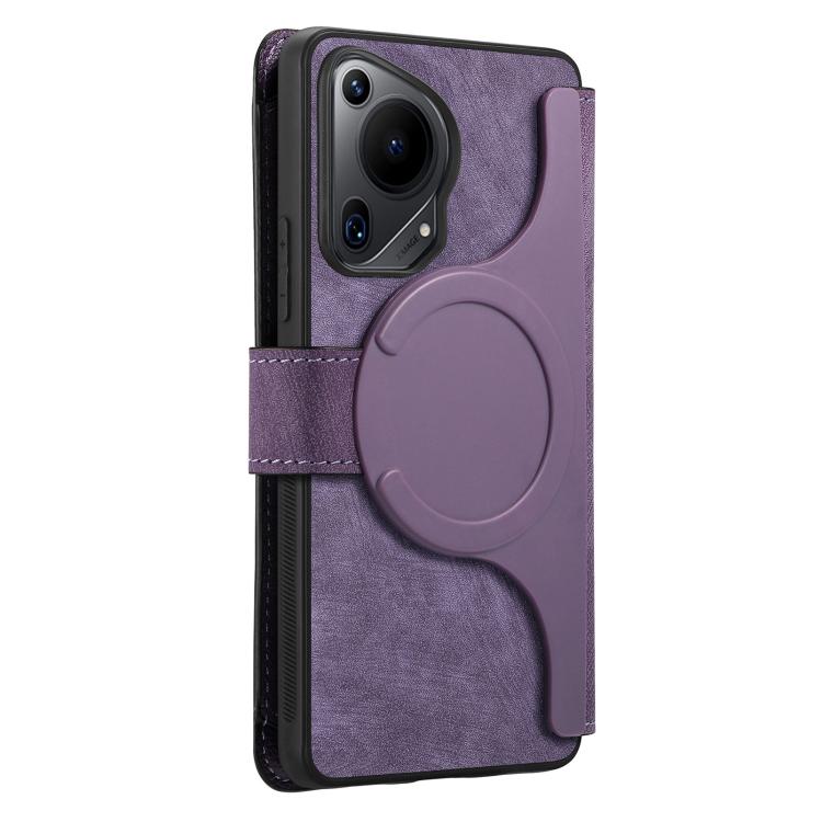 For Huawei Pura 70 Ultra CaseNeo MagSafe RFID Anti-theft Zipper Wallet Retro Leather Phone Case(Purple)