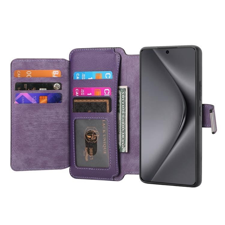 For Huawei Pura 70 Ultra CaseNeo MagSafe RFID Anti-theft Zipper Wallet Retro Leather Phone Case(Purple)