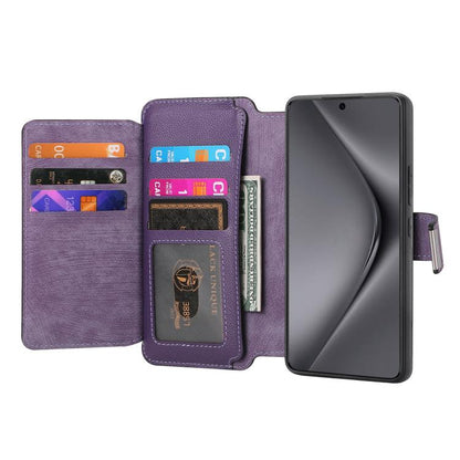 For Huawei Pura 70 Ultra CaseNeo MagSafe RFID Anti-theft Zipper Wallet Retro Leather Phone Case(Purple)