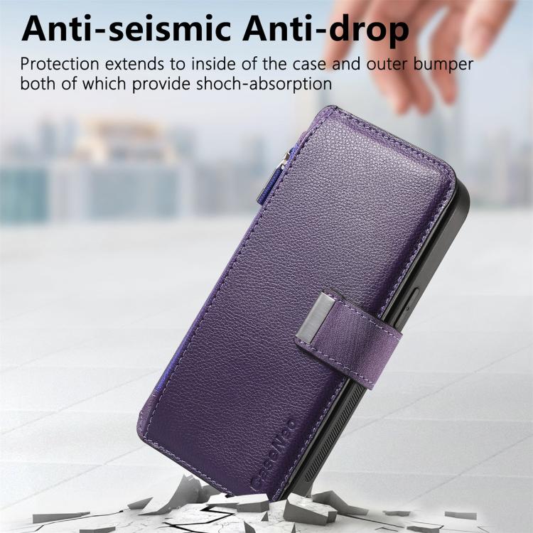 For Huawei Pura 70 Ultra CaseNeo MagSafe RFID Anti-theft Zipper Wallet Retro Leather Phone Case(Purple)