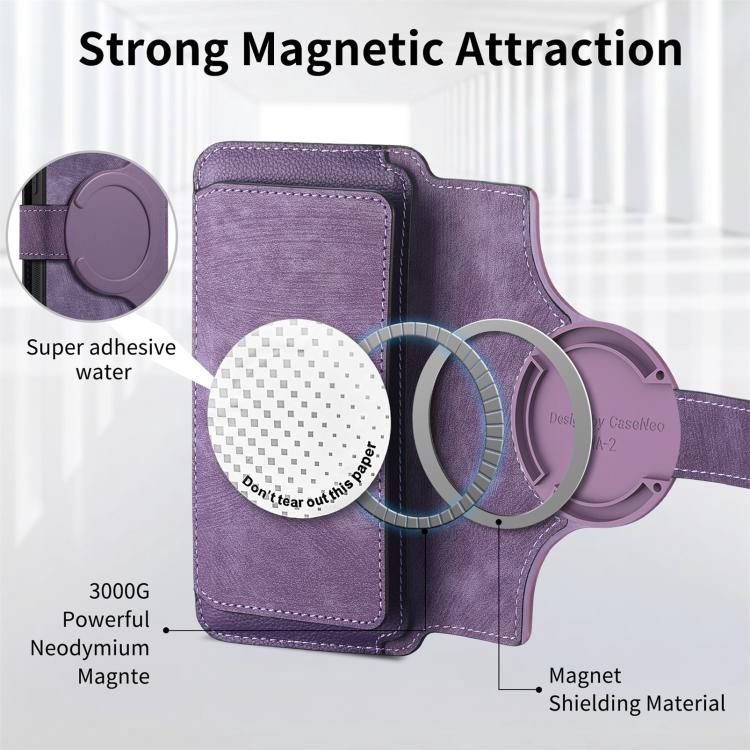 For Huawei Pura 70 Ultra CaseNeo MagSafe RFID Anti-theft Zipper Wallet Retro Leather Phone Case(Purple)