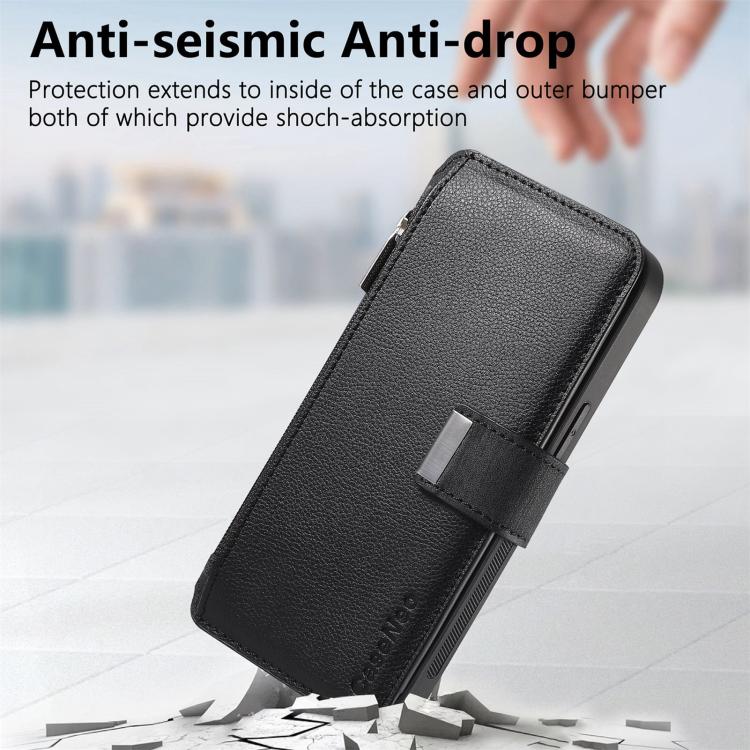 For Huawei nova 13 / 12 CaseNeo MagSafe RFID Anti-theft Zipper Wallet Retro Leather Phone Case(Black)