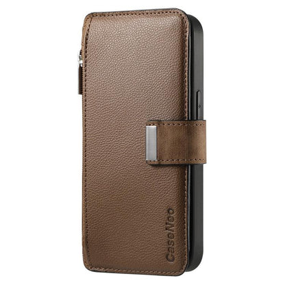 Pour Huawei nova 13 / 12 ÉtuiPortefeuille en cuir rétro avec fermeture éclair et protection RFID MagSafe (Marron)