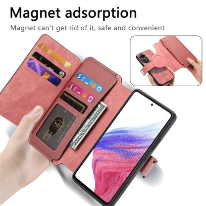 Pour Huawei nova 13 / 12 ÉtuiPortefeuille zippé en cuir rétro avec MagSafe et protection RFID (Rose)