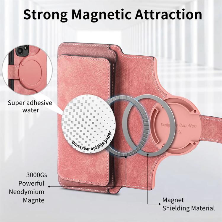Pour Huawei nova 13 / 12 ÉtuiPortefeuille zippé en cuir rétro avec MagSafe et protection RFID (Rose)