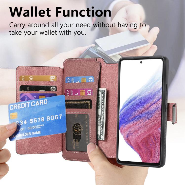 Pour Huawei nova 13 / 12 ÉtuiPortefeuille zippé en cuir rétro avec MagSafe et protection RFID (Rose)