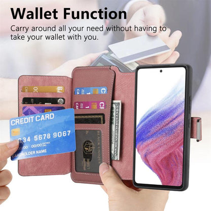 Pour Huawei nova 13 / 12 ÉtuiPortefeuille zippé en cuir rétro avec MagSafe et protection RFID (Rose)