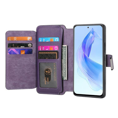 For Honor 90 Lite CaseNeo MagSafe RFID Anti-theft Zipper Wallet Retro Leather Phone Case(Purple)