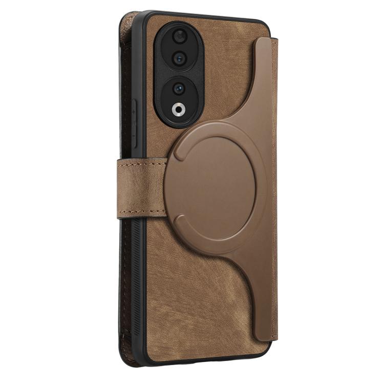 For Honor 90 CaseNeo MagSafe RFID Anti-theft Zipper Wallet Retro Leather Phone Case(Brown)