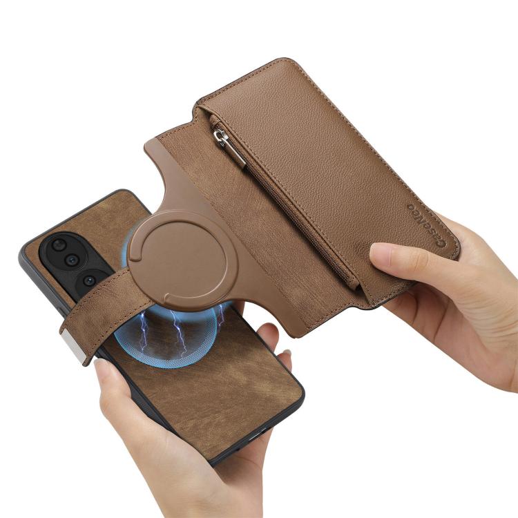For Honor 90 CaseNeo MagSafe RFID Anti-theft Zipper Wallet Retro Leather Phone Case(Brown)