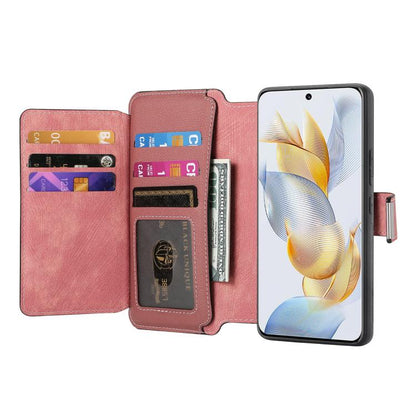 For Honor 90 CaseNeo MagSafe RFID Anti-theft Zipper Wallet Retro Leather Phone Case(Pink)
