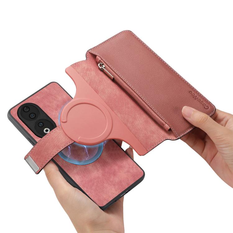 For Honor 90 CaseNeo MagSafe RFID Anti-theft Zipper Wallet Retro Leather Phone Case(Pink)