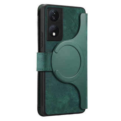 For Honor X7b CaseNeo MagSafe RFID Anti-theft Zipper Wallet Retro Leather Phone Case(Green)