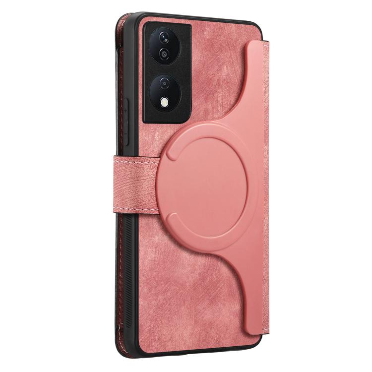 For Honor X7b CaseNeo MagSafe RFID Anti-theft Zipper Wallet Retro Leather Phone Case(Pink)