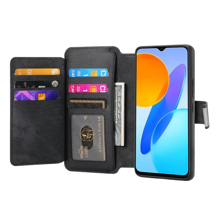 For Honor X8 5G CaseNeo MagSafe RFID Anti-theft Zipper Wallet Retro Leather Phone Case(Black)