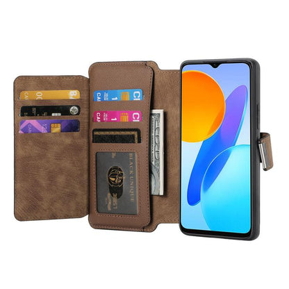 For Honor X8 5G CaseNeo MagSafe RFID Anti-theft Zipper Wallet Retro Leather Phone Case(Brown)