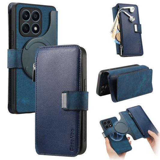 For Honor X8 5G CaseNeo MagSafe RFID Anti-theft Zipper Wallet Retro Leather Phone Case(Blue)