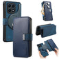 Pour la coque Honor X8 5G Étui de téléphone en cuir rétro avec fermeture éclair antivol RFID MagSafe Neo (Bleu)
