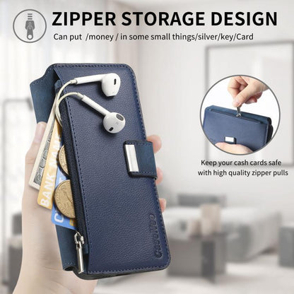 Pour la coque Honor X8 5G Étui de téléphone en cuir rétro avec fermeture éclair antivol RFID MagSafe Neo (Bleu)