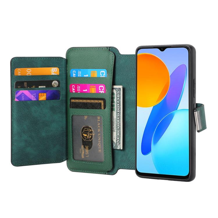 For Honor X8 5G CaseNeo MagSafe RFID Anti-theft Zipper Wallet Retro Leather Phone Case(Green)
