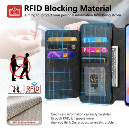Pour Honor X6a ÉtuiNeo MagSafe RFID Antivol Portefeuille Zippé en Cuir Rétro Housse de Téléphone (Noir)