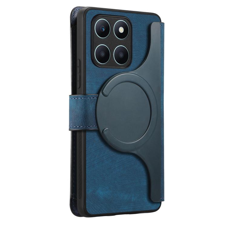 For Honor X6a CaseNeo MagSafe RFID Anti-theft Zipper Wallet Retro Leather Phone Case(Blue)