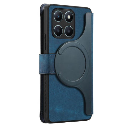 For Honor X6a CaseNeo MagSafe RFID Anti-theft Zipper Wallet Retro Leather Phone Case(Blue)