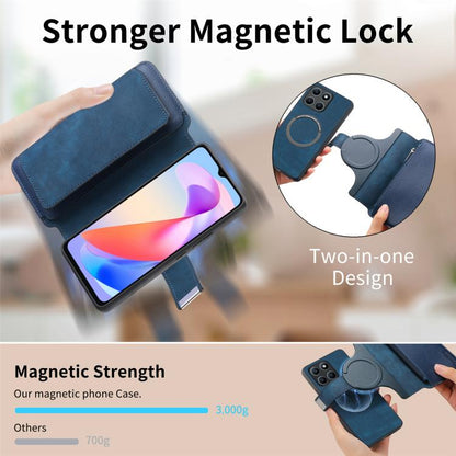 For Honor X6a CaseNeo MagSafe RFID Anti-theft Zipper Wallet Retro Leather Phone Case(Blue)