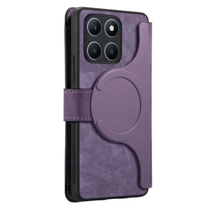 For Honor X6a CaseNeo MagSafe RFID Anti-theft Zipper Wallet Retro Leather Phone Case(Purple)