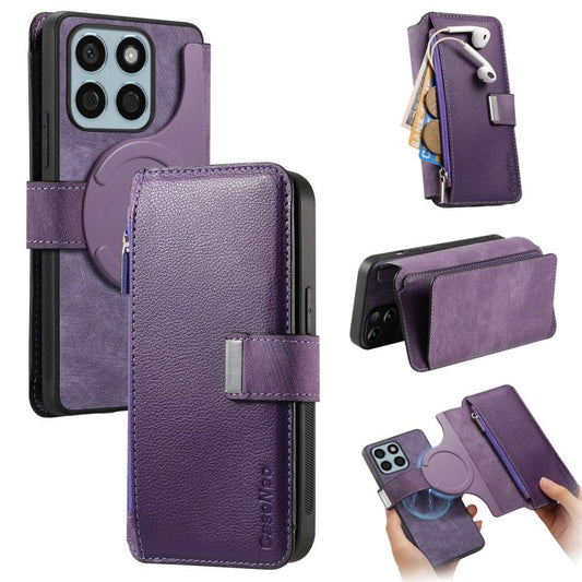 For Honor X8b CaseNeo MagSafe RFID Anti-theft Zipper Wallet Retro Leather Phone Case(Purple)