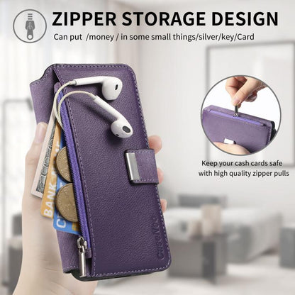 Pour Honor X8b Coque Neo MagSafe Portefeuille Zippé Antivol RFID en Cuir Rétro (Violet)